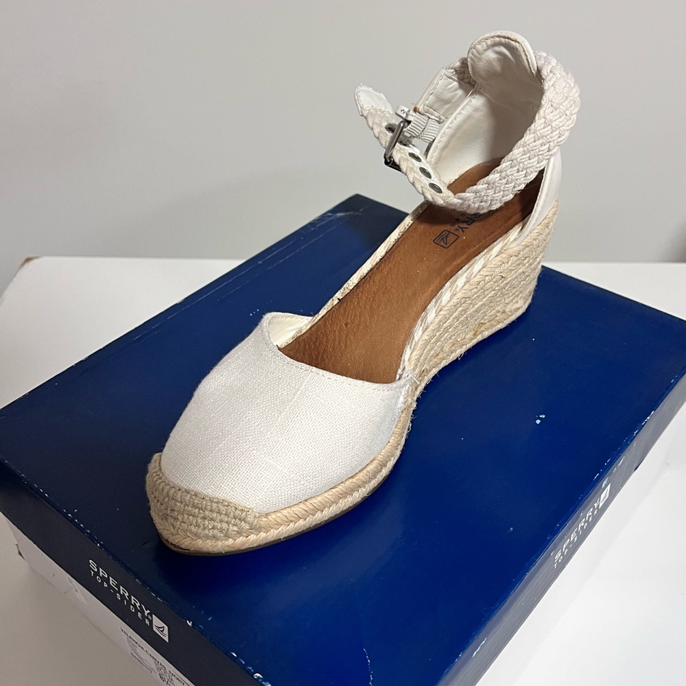 White Espadrille Sperry Wedge Sandals
